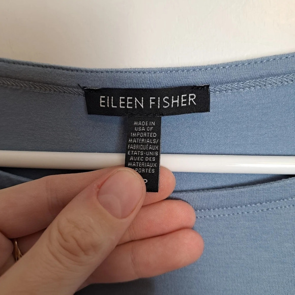 Eileen Fisher Haze Blue Tencel Lyocell Stretch Bell Cuff Tunic Size Small - Picture 6 of 9